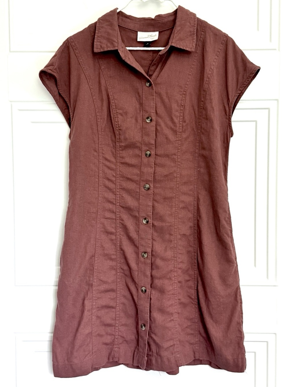 Universal Thread Women's Short-Sleeve Mini Shirt Dress Rust, M